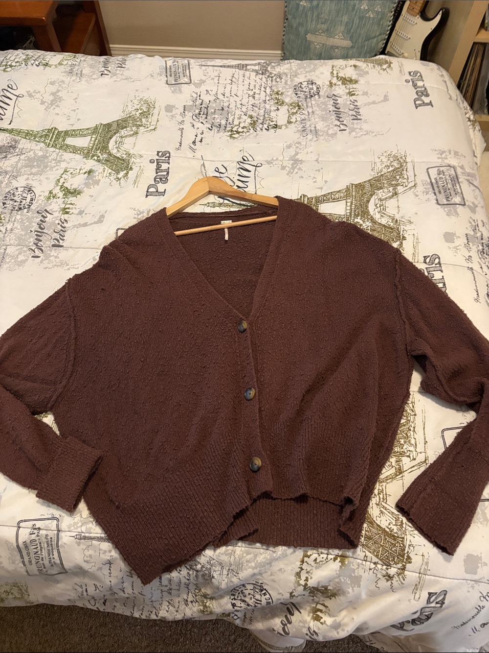 Free People Found my friend Cardi Chicory Coffee Textured Cardigan